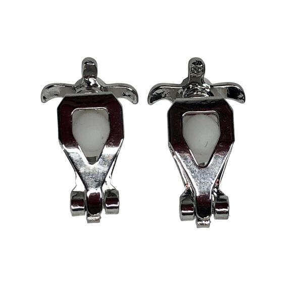 Silver and Blue Turtle Clip-On Stud Earrings - Picture 3 of 3